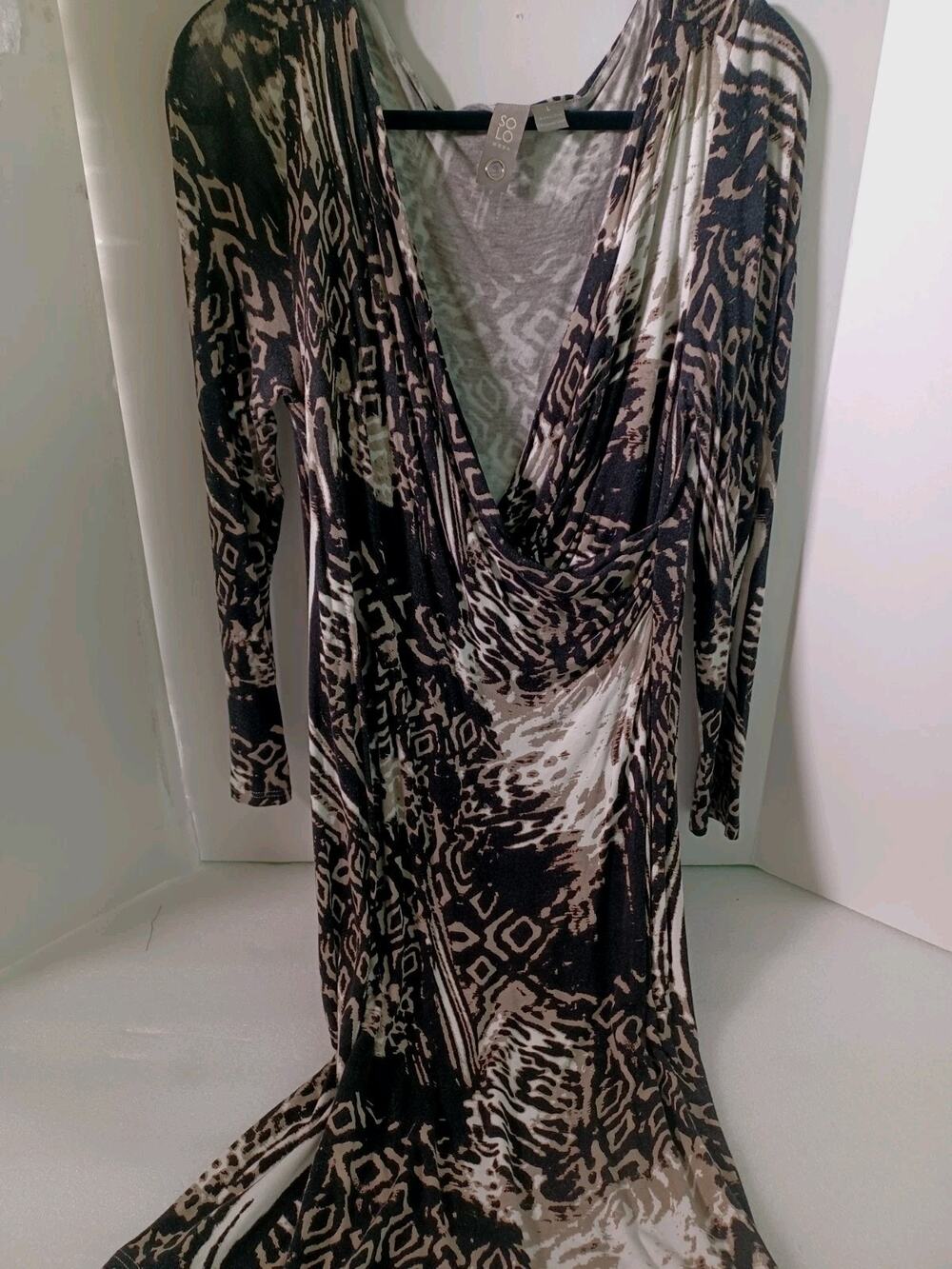 Moda International Leopard Print dress Long Sleeve Large